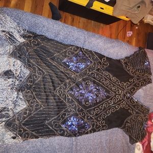Pretty guide xl flapper blue black sequin dress great Gatsby 1920s